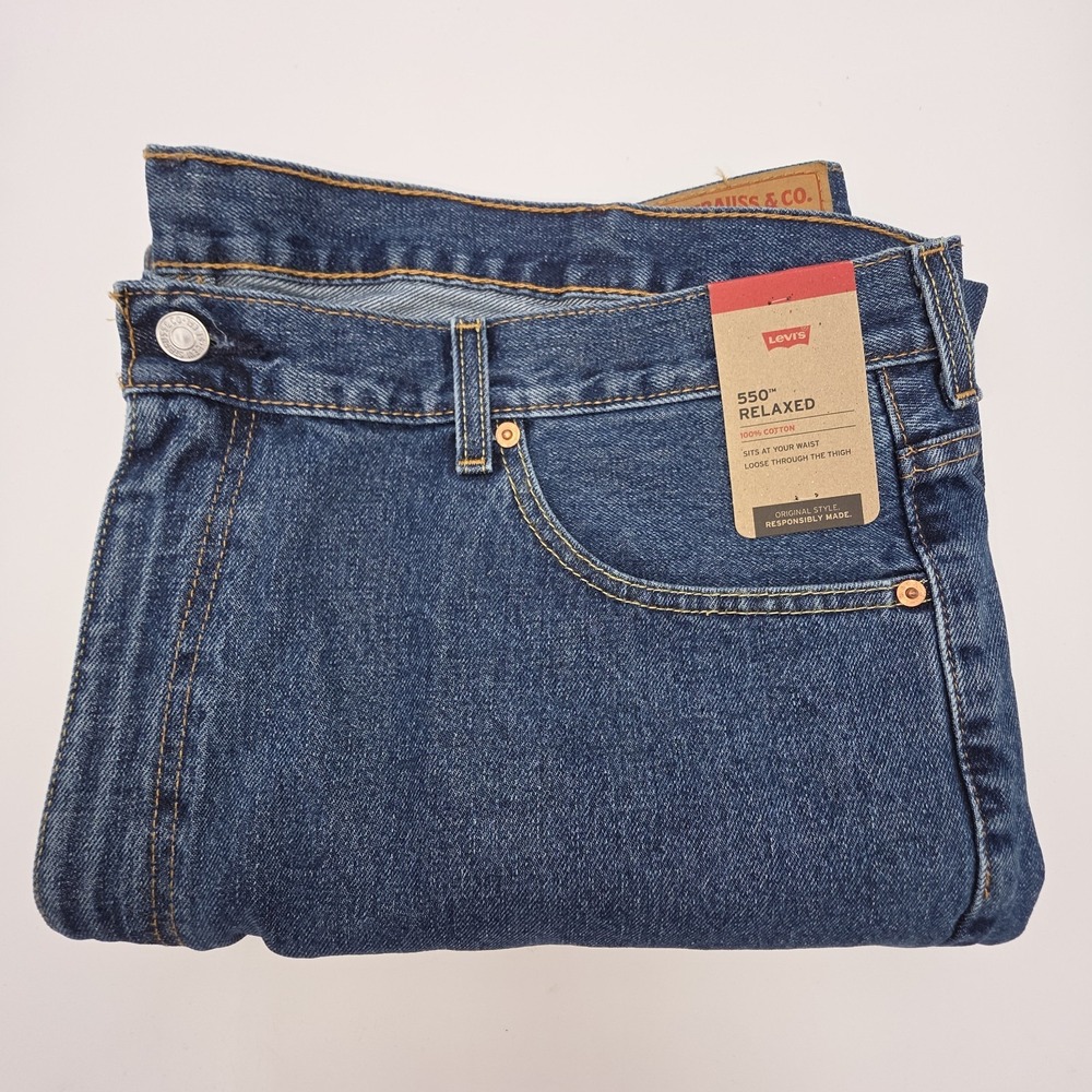NWT Levi's 550 Mens Relaxed Fit Jeans Dark Blue Denim Big&Tall 46x30 100% Cotton